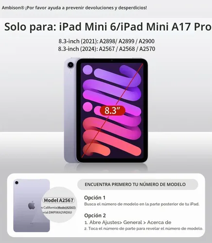 Vista 3 de Ambison Paquete de 1 protector de pantalla de vidrio mate compatible con iPad Mini A17 Pro 2024 y iPad Mini 7/6ª generación de 8.3 pulgadas