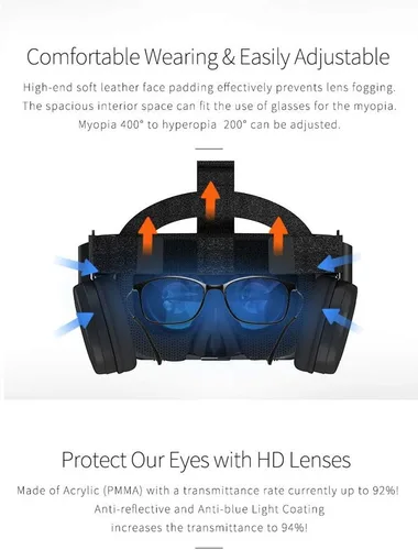 Vista 5 de 3D Virtual Reality VR Headset with Wireless Remote Bluetooth VR Glasses for Movies Video Games IMAX Compatible for Android iOS iPhone 12 11 Pro Max
