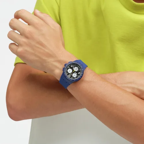 Vista 4 de Swatch Nada básico sobre el azul, Azul, Colección Holiday