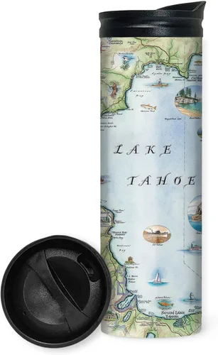 Vista 36 de Xplorer Maps 1000 Islands Map - Vaso de viaje de 16 onzas con tapa resistente a derrames, vaso de café aislado al vacío de acero inoxidable