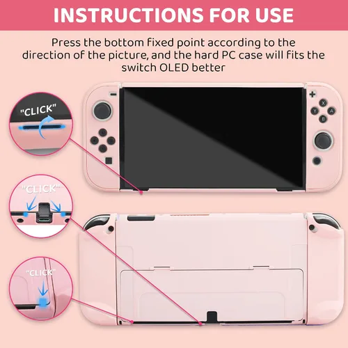 Vista 4 de 9 in 1 Carrying Case for Nintendo Switch OLED, GLDRAM Cute Accessories Kit with Travel Case, Hard PC Cover, Glass Screen Protector, Thumb Grip Caps
