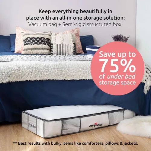 Vista 2 de Bolsa de almacenamiento al vacío Compactor XL Bolsas de almacenamiento al vacío para ahorrar espacio para ropa, edredones y mantas Solución