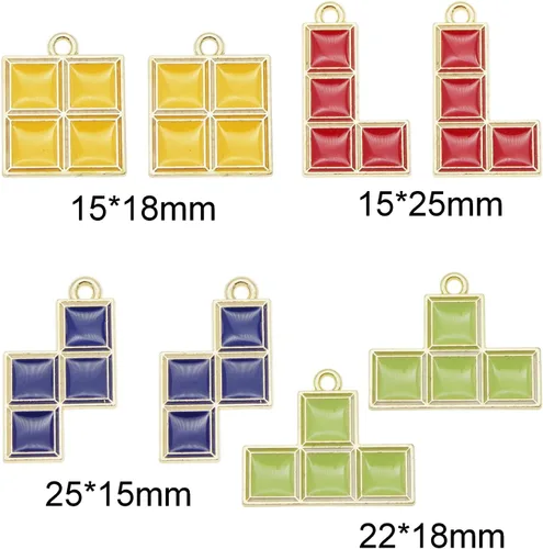 Vista 2 de yaokan 20 dijes esmaltados coloridos L O T Z Game Cube Charms 3D colgante, joyería, collar, pulsera, aretes, accesorios para hacer manualidades, 20