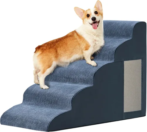 Vista 16 de Escaleras de perro para cama, escaleras para perros pequeños, rampa para perros de 2 peldaños para cama, sofá, sillón y sillas, diseño Beige