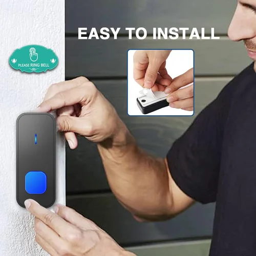 Vista 6 de SURFOU Timbre inalámbrico, impermeable, fácil instalación - rango de 1300 pies, 55 tonos, 5 niveles de volumen ajustables - flash LED