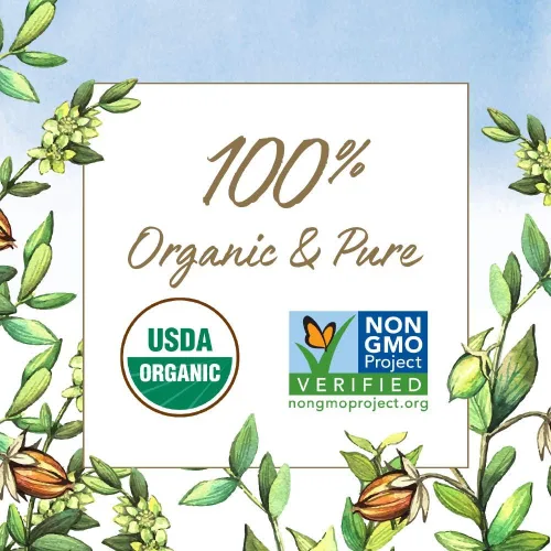 Vista 6 de Garden of Life Aceite de jojoba 100% orgánico y puro aceite de jojoba dorado para cabello, piel y cara, aceite corporal de jojoba prensado en frío