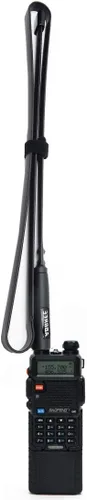 Vista 6 de Abbree SMA - Antena de banda dual hembra VHF/UHF 144/430 MHz antena de látigo suave de alta ganancia para radio bidireccional Baofeng UV-5R UV-82.