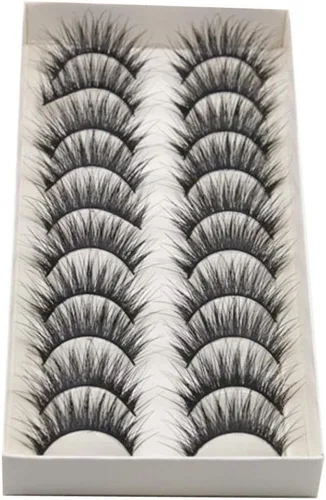 Vista 3 de False Eyelashes, smytshop 10 pares de grosor de largo Cruz False Eyelashes Black banda Fake Eye Lashes