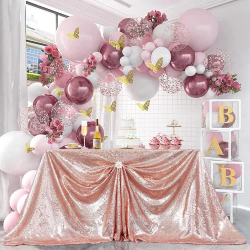 Vista 8 de PartyDelight - Mantel de lentejuelas, rectangular, 60 x 102 pulgadas, oro rosa