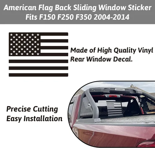 Vista 2 de Zhizhong Calcomanía para ventana central trasera compatible con Ford F150 F250 F350 2004-2014, calcomanía de vidrio para ventana corrediza