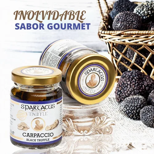 Vista 5 de Spartacus Carpaccio de trufa negra en aceite de oliva extra virgen Rebanadas de melanosporum de tubérculo real Condimento gourmet para pasta