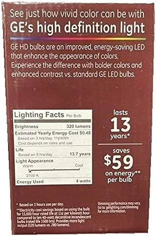 Vista 3 de GE Relax - Bombilla LED de repuesto de luz blanca suave y cómoda de 40 W (paquete de 6)