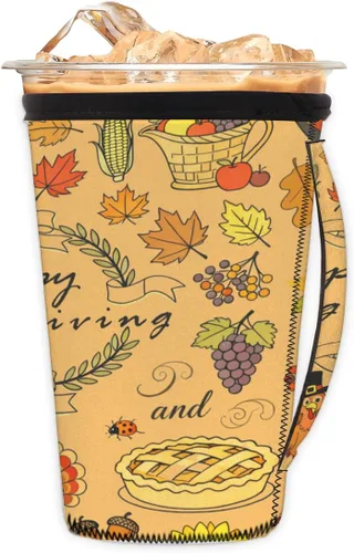 Vista 17 de Funda aislante reutilizable de neopreno con piel de camuflaje del ejército para bebidas, con asa, para la mayoría de cafés o bebidas heladas, 16-18