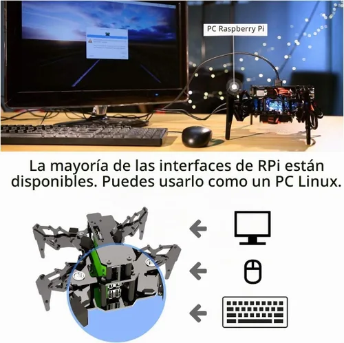 Vista 6 de Adeept DarkPaw Bionic - Kit de robot araña cuadrúpedo compatible con Raspberry Pi 4 3 Modelo B+/B, robot de rastreo STEM, OpenCV, autoestabilizador