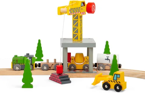 Vista 7 de Bigjigs Rail Grúa amarilla grande magnética - Otras marcas principales de carriles de madera son compatibles