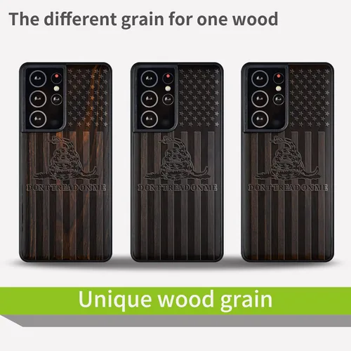 Vista 7 de Carveit Funda de madera para Galaxy S21 Ultra [madera natural y TPU suave] a prueba de golpes, híbrida, funda de madera única compatible con Samsung
