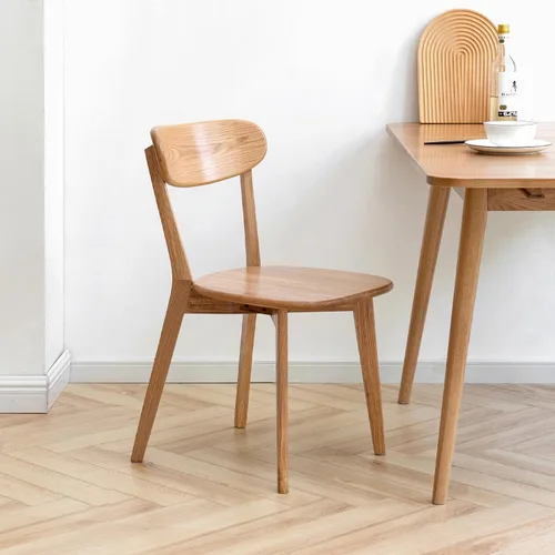 Vista 13 de Sillas de comedor de roble, sillas de cocina, silla moderna de madera maciza 100% con respaldo curvo, silla de comedor para cocina, sala de estar