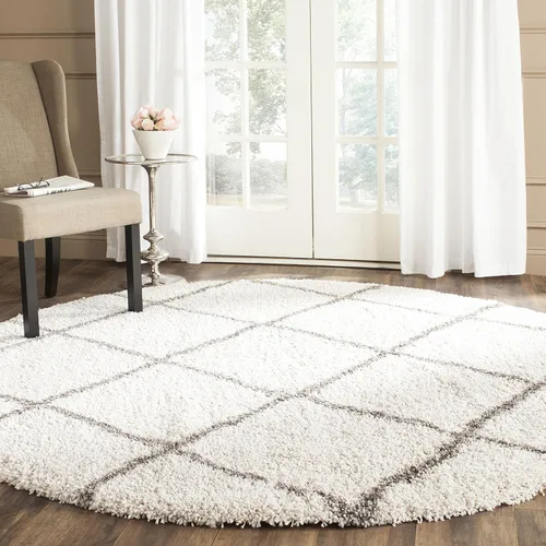 Vista 96 de SAFAVIEH Hudson Shag Collection - Alfombra decorativa de 2 x 3 pies, color beige y marfil, diseño moderno de enrejado, no desprende pelusa