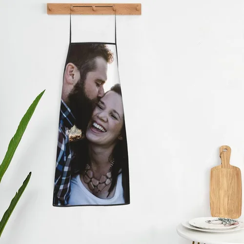 Vista 5 de Delantales personalizados con diseño de imagen de texto fotográfico para adultos, hombres, mujeres, parrilla, cocina, 40