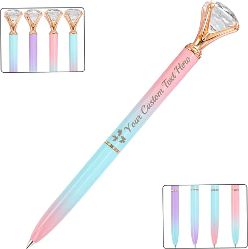 Vista 29 de STREADVE 12 bolígrafos personalizados con nombre, bolígrafo de diamante personalizado, grabado gratis, logotipo, texto, escritura suave, regalos
