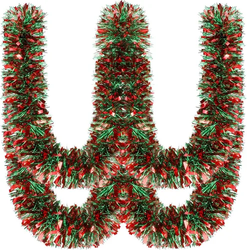 Vista 14 de Dingion - Guirnaldas de oropel de Navidad de 59 pies, guirnalda metálica con torsión colgante, adornos para árbol de Navidad, suministros