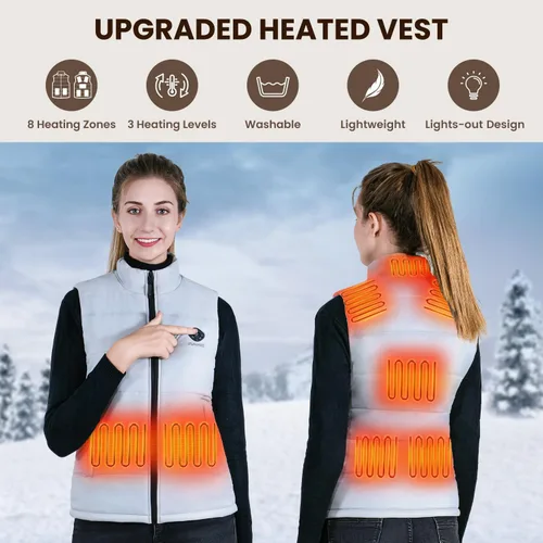 Vista 2 de FUNPRO Chaleco térmico para mujer, controlador inteligente 5 en 1, chaleco térmico con diseño de luces (no incluye batería)