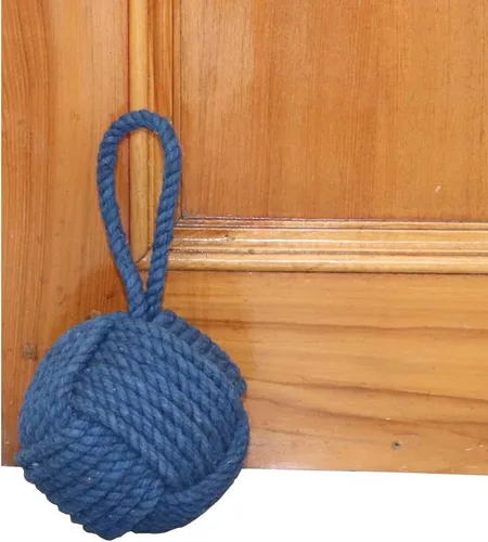 Vista 4 de The Metal Magician - Cuerda para tope de puerta náutico con nudo de marinero, decorativo debajo del montaje, hecho a mano, con asa para suelo Azul