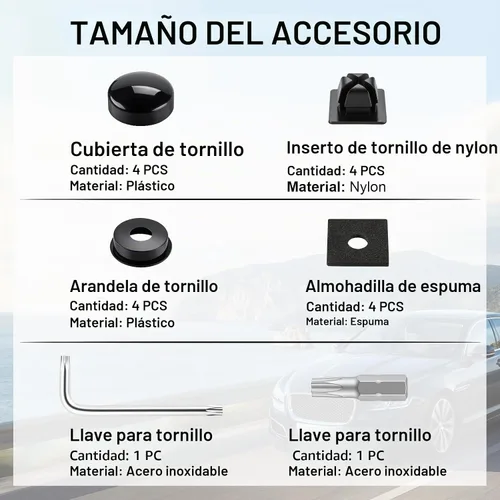 Vista 3 de Juego de tornillos antirrobo para placa de matrícula para asegurar marcos y cubiertas, pernos para placa de matrícula, tornillos M6 (1/4") a prueba