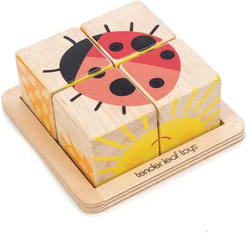 Vista 4 de Tender Leaf Toys - Baby Blocks - Rompecabezas de madera de 5 piezas con bandeja de almacenamiento para niños pequeños de 18 meses