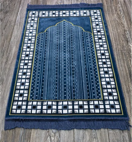 Vista 2 de Modefa Alfombra de oración islámica turca, alfombra de terciopelo fina y ligera, alfombra de oración musulmana suave Janamaz, regalo de Ramadán