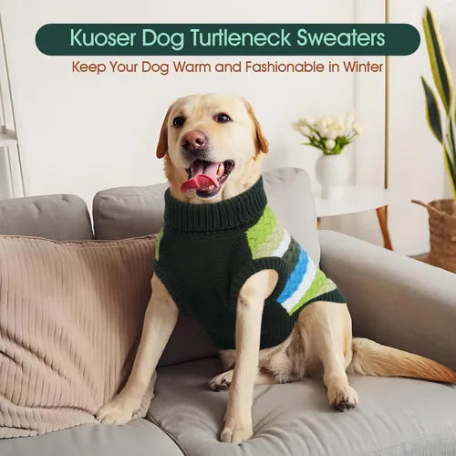 Vista 4 de Kuoser Suéter para perro, suéteres de Navidad para perros extra pequeños, suéter suave y cálido para perros, chaleco de punto trenzado colorido