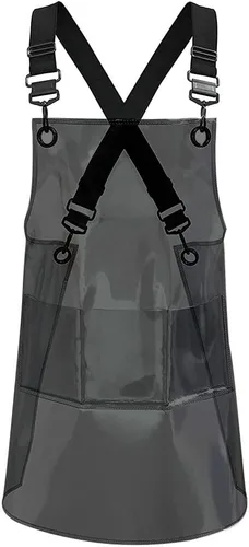 Vista 9 de Delantal para estilista de cabello MIKI WELL para salón, barbero, atrezzo cruzado, delantal impermeable de trabajo con 3 bolsillos