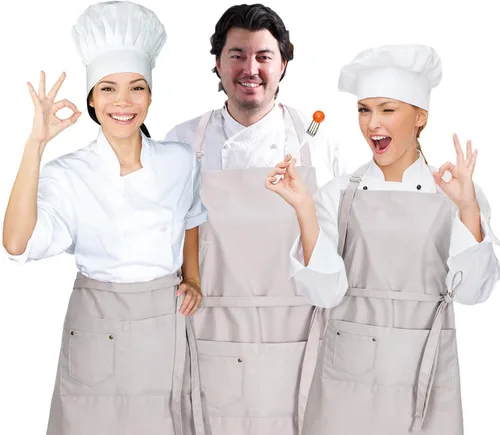 Vista 7 de LessMo Delantal babero, delantales de cocina de algodón de lona 100% algodón