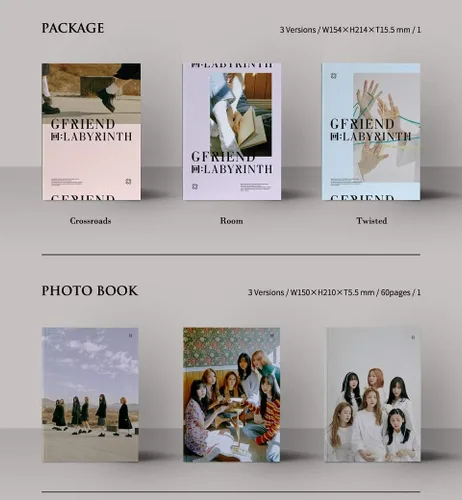 Vista 2 de Source Music GFRIEND –: Labyrinth (8º mini álbum) álbum+juego de tarjetas de fotos extra (Crossroads+Room+Twisted ver. Set)
