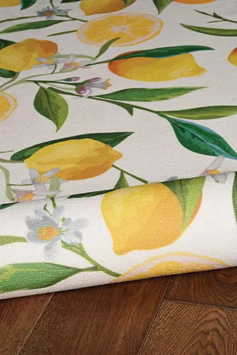 Vista 8 de Linon The Anywhere - Alfombra lavable Wesley marfil/amarillo, 5 x 7 pies Wesley Marfil y Amarillo