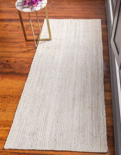 Vista 41 de Unique Loom Alfombra trenzada de la colección de yute - Dhaka (1' 2" x 6' 1", camino de mesa, gris)