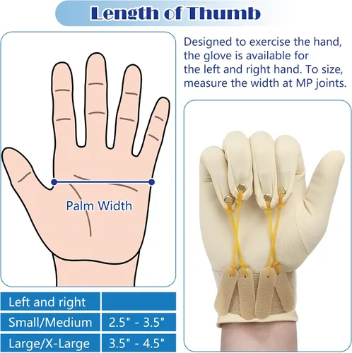 Vista 2 de Panitay 2 pares de guantes de ejercicio de tracción Mano Dedo Fortalecimiento Pulgar Flexion Guante de terapia física para aumentar la fuerza
