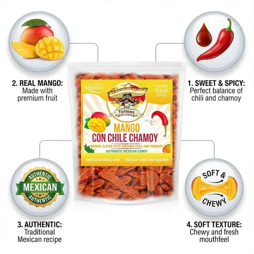 Vista 6 de Chili Chamoy Mango Rebanadas 16oz - Dulce mexicano a granel Dulce Picante Fruta Seca