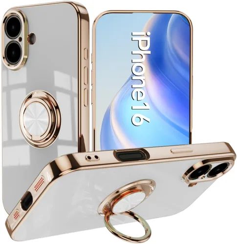 Vista 54 de Compatible con iPhone 11 Kickstand, anillo de rotación de 360 grados integrado con borde de oro rosa brillante que funciona con soporte magnético