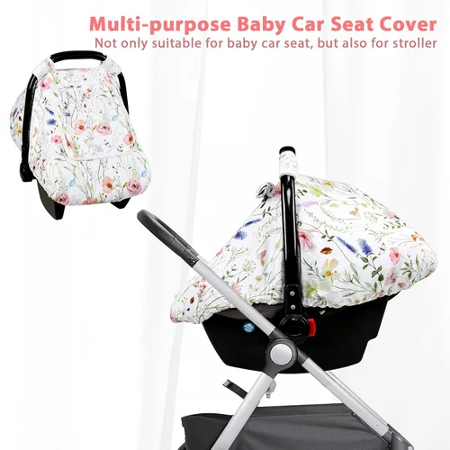 Vista 3 de Funda de asiento de automóvil para bebé, antipatadas, toldo cálido de Minky para asiento de automóvil con ventana de malla, cubierta multiusos que