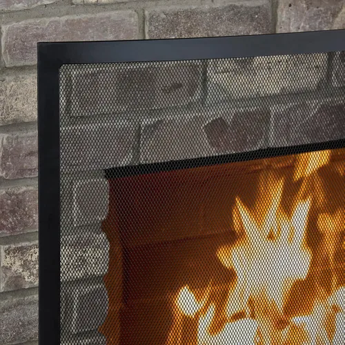 Vista 4 de UniFlame, S-1042, pantalla negra curvada de la chimenea del hierro forjado del solo panel