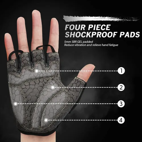 Vista 2 de HTZPLOO Guantes de ciclismo, guantes de ciclismo, guantes de bicicleta para hombres y mujeres, con almohadilla antideslizante que absorbe