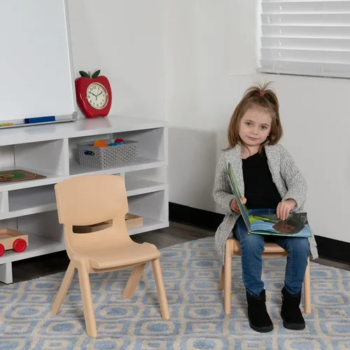 Vista 39 de Flash Furniture - Silla escolar apilable de plástico azul con altura de asiento de 10 1/2 pulgadas Construcción duradera, uso comercial