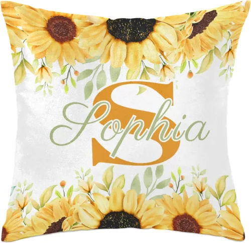 Vista 17 de Funda de almohada con nombre, funda de almohada personalizada con flores, funda de almohada cuadrada, regalos de cumpleaños para mamá, sofá, cama