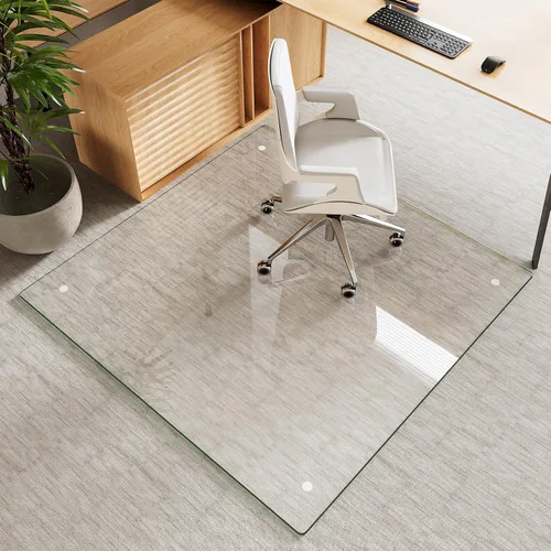 Vista 24 de Alfombrilla de cristal templado gris para silla de 30 x 48
