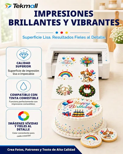 Vista 3 de Tekmall Hojas de glaseado de papel comestibles, A4, 25pcs, papel de azúcar