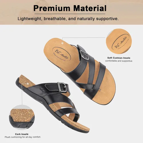 Vista 5 de BCSTUDIO Women's Orthopedic Flip Flop Sandals with Arch Support Comfortable Orthotic Summer Walking Casual Dressy Leather Flat Sandals for Women