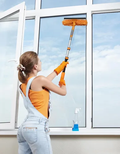 Vista 2 de 1.5-3 Escobilla de ventana para el hogar con poste de extensión/Herramienta limpiadora de ventanas para limpieza de ventanas/ Escobilla de coche