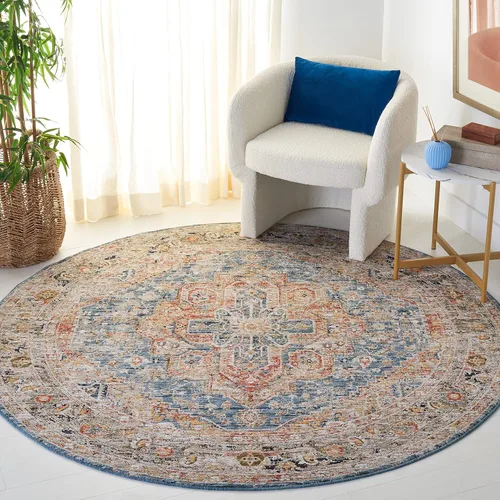 Vista 10 de SAFAVIEH Silverado Collection - Alfombra para pasillo, 2 x 8 pies, azul y óxido, diseño vintage envejecido, no desprende pelusa y de fácil cuidado