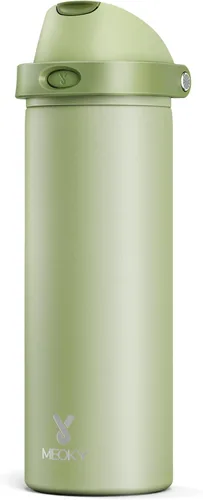 Vista 28 de Botella de agua de 24 onzas para el día de San Valentín: Botella de agua de acero inoxidable Meoky con popote y tapa de boquilla, a prueba de fugas